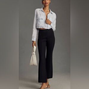 Anthropologie Maeve The Margot Kick Flare Crop Pants Black Medium 27” Inseam